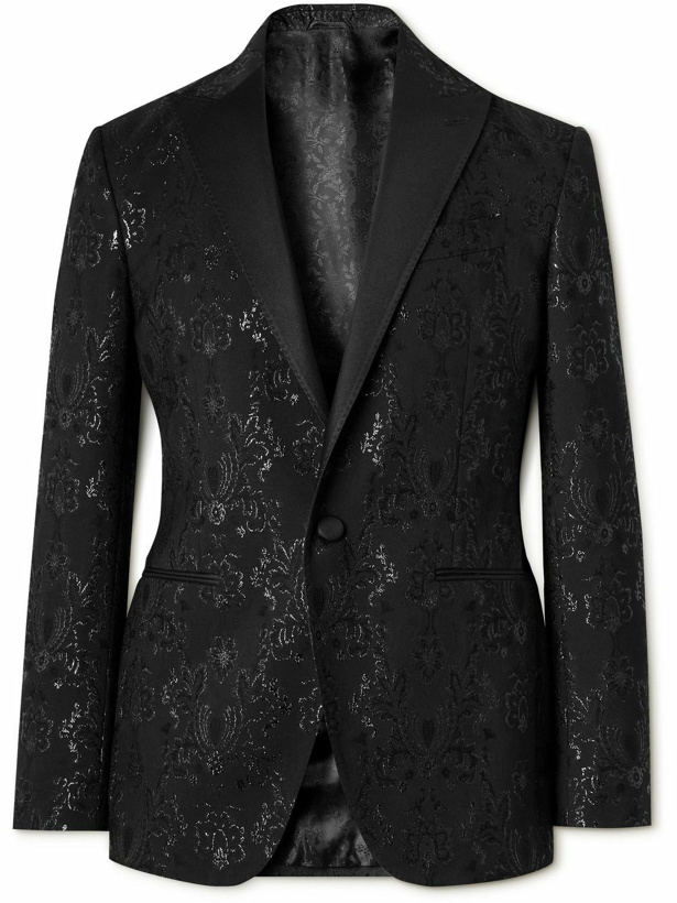 Photo: Etro - Silk-Trimmed Paisley-Jacquard Wool-Blend Tuxedo Jacket - Black