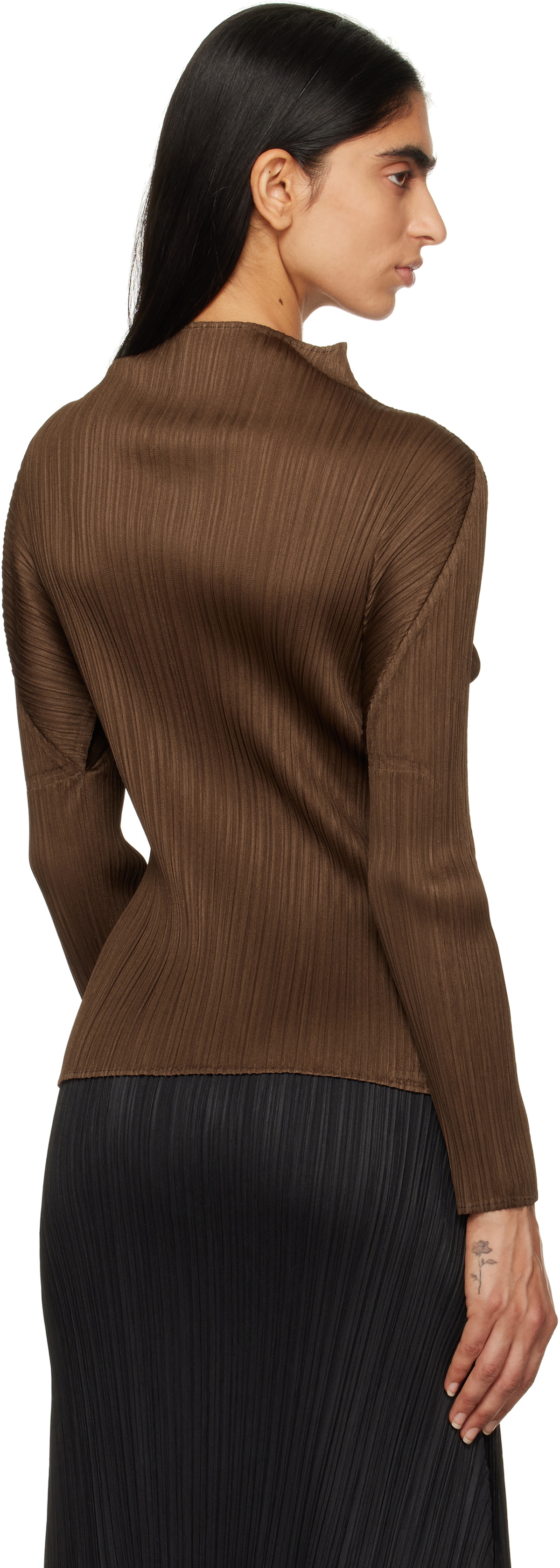 PLEATS PLEASE ISSEY MIYAKE Brown New Colorful Basics 4 Top Pleats