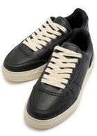 Represent Initial Leather Sneakers Black