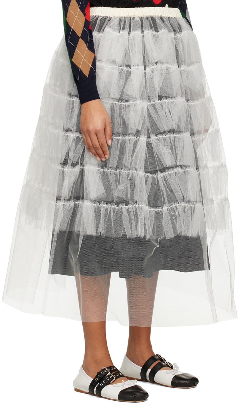 tao White Tiered Midi Skirt