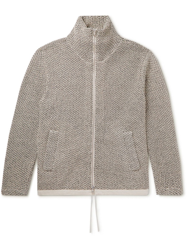 Photo: Barena - Birdseye Cotton-Blend Zip-Up Cardigan - Brown