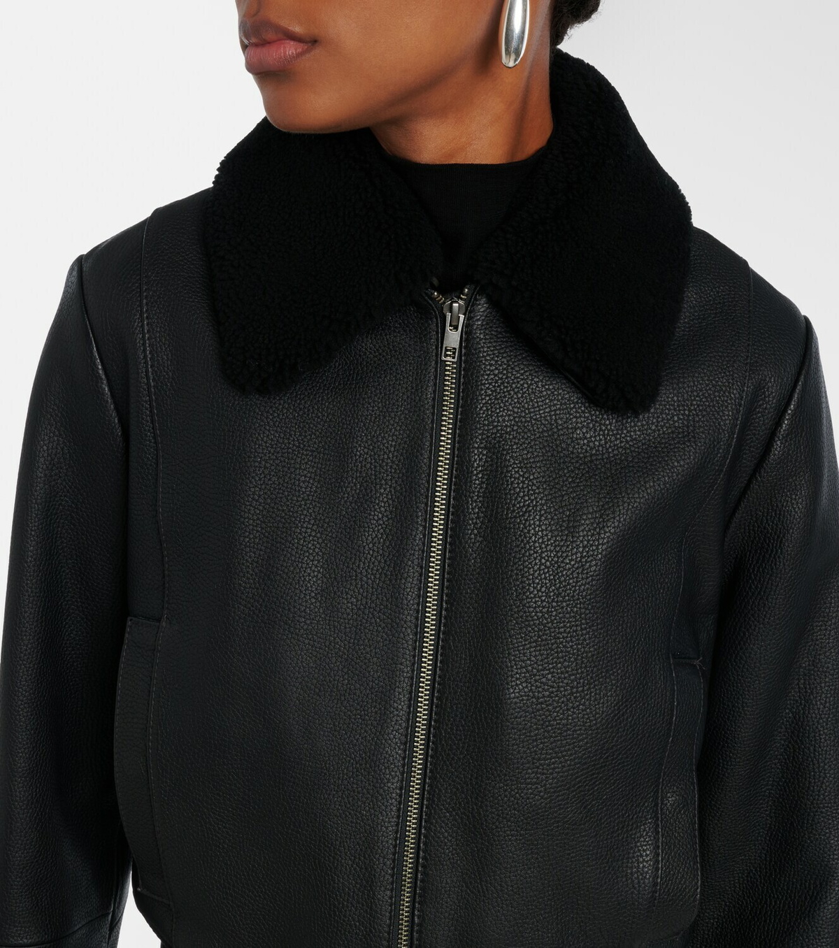 Vince Shearling-trimmed leather jacket