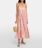 Juliet Dunn Floral cotton lamé midi dress