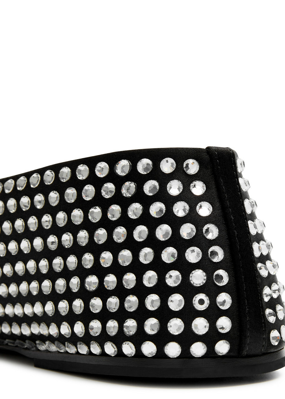 Khaite Marcy Crystal-embellished Satin Ballet Flats Black
