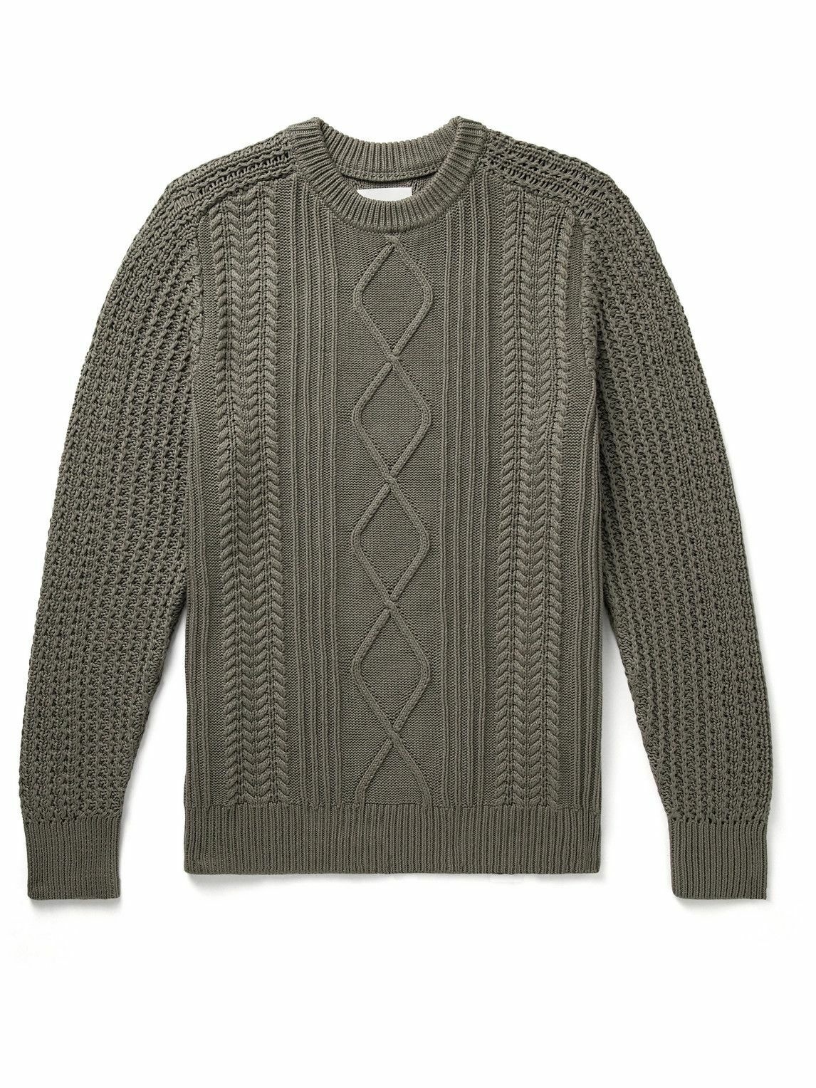 Photo: NN07 - Caleb 6619 Cable-Knit Organic Cotton Sweater - Green