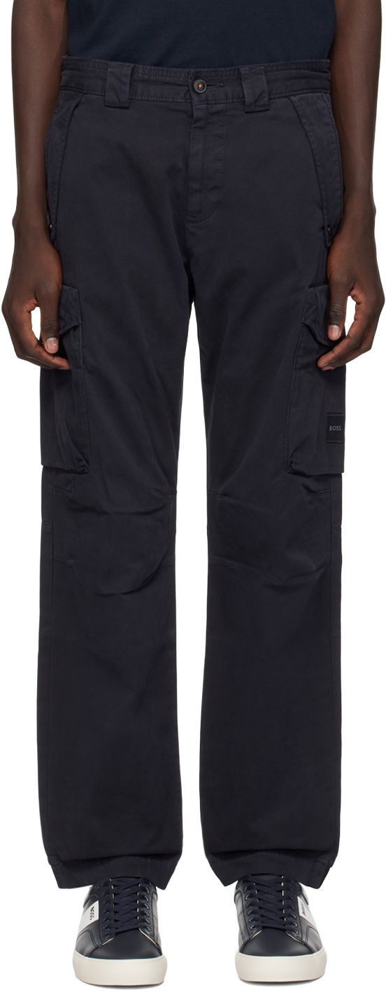 BOSS Navy Patch Cargo Pants BOSS