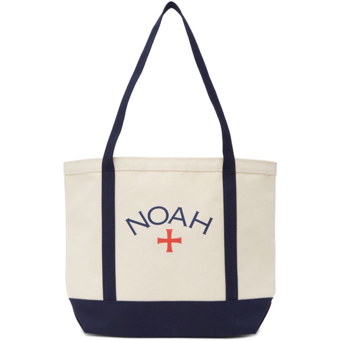 Photo: Noah NYC Off-White and Navy Core Logo Tote