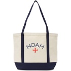 Noah NYC Off-White and Navy Core Logo Tote