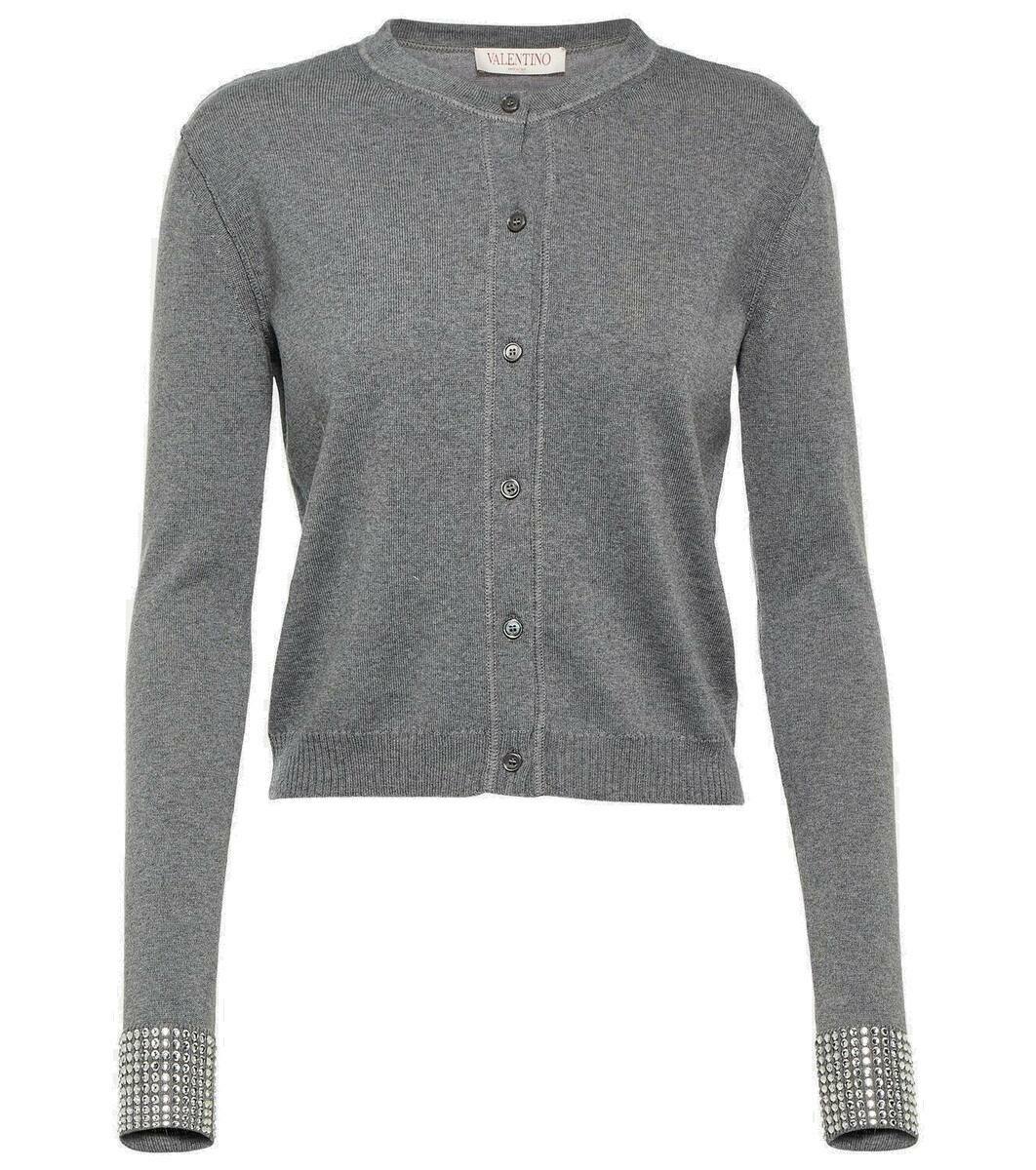 Valentino Embellished virgin wool cardigan Valentino