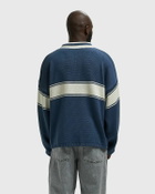 Rough. KNITTED RUGBY LONGSLEEVE Blue Mens Longsleefe