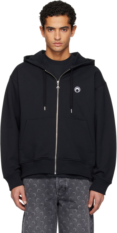 Photo: Marine Serre Black Moon Logo Zipped Hoodie