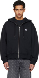 Marine Serre Black Moon Logo Zipped Hoodie