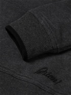 Brioni - Logo-Embroidered Cotton-Blend Jersey Half-Zip Sweatshirt - Gray