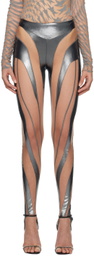 Mugler Silver Sheer Spiral Leggings