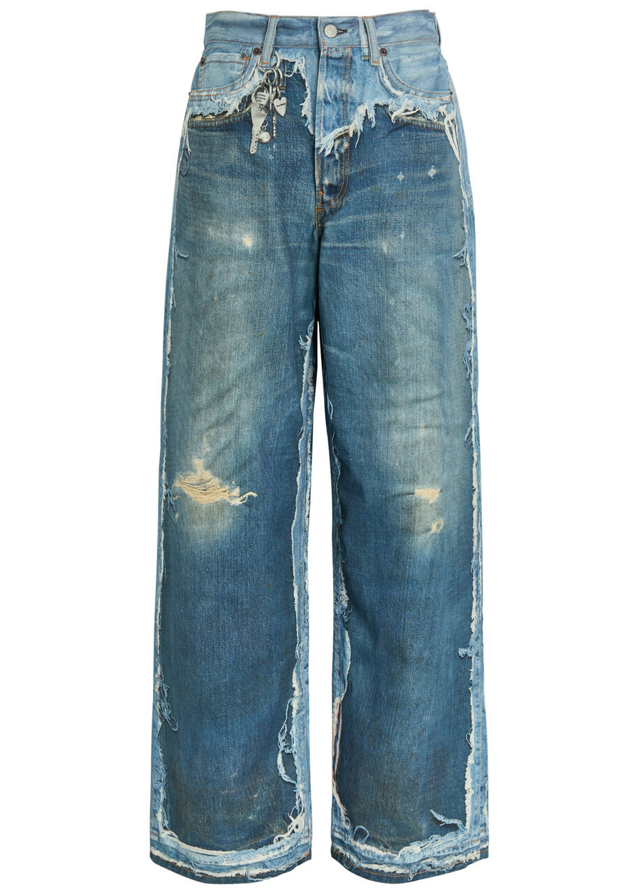 Acne Studios Printed Wide-leg Jeans Blue Denim