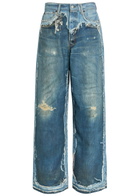 Acne Studios Printed Wide-leg Jeans Blue Denim