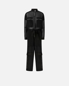Pinko Cargo Jumpsuit In Georgette And Shiny Satin Limo Black