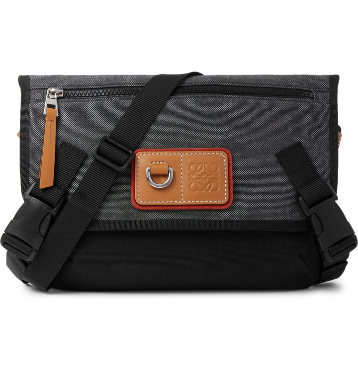 Photo: Loewe - Eye/LOEWE/Nature Leather-Trimmed Canvas Messenger Bag - Black
