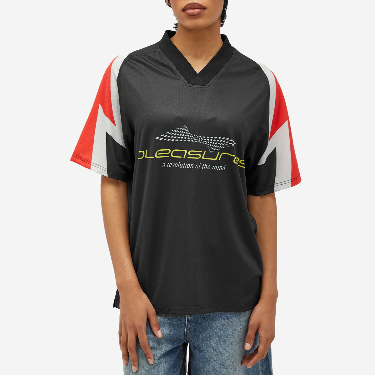 Pleasures Women's Mind Soccer Jersey in Black
