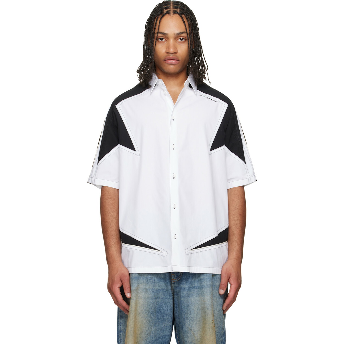 Off-White White & Black Race Logo Star Bowling Shirt
