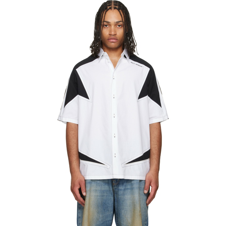 Photo: Off-White White & Black Race Logo Star Bowling Shirt