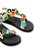 Arizona Love Trekky Striped Floral-appliquéd Sandals Beige