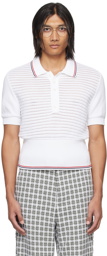 Thom Browne White Striped Polo