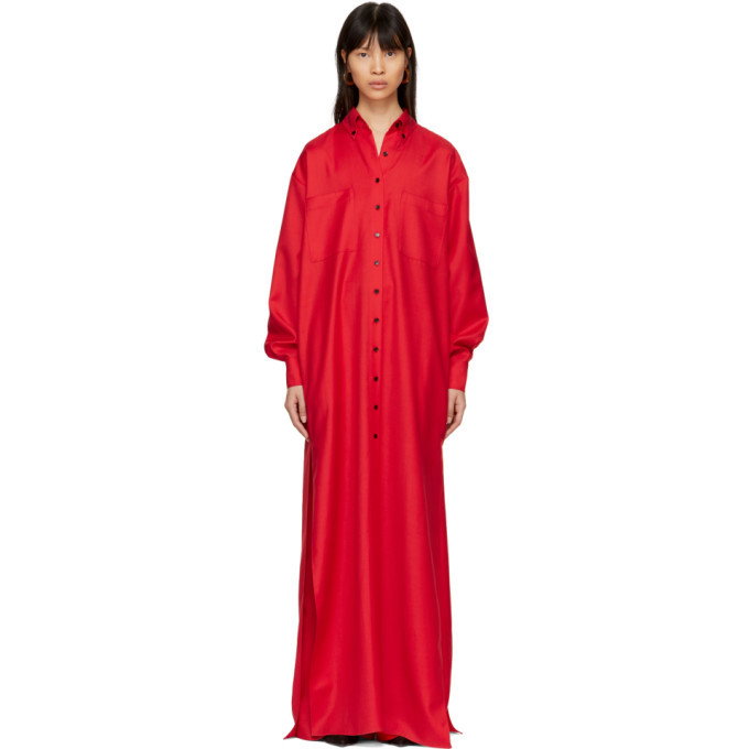 Kwaidan Editions Red Floor-Length Shirt Dress Kwaidan Editions