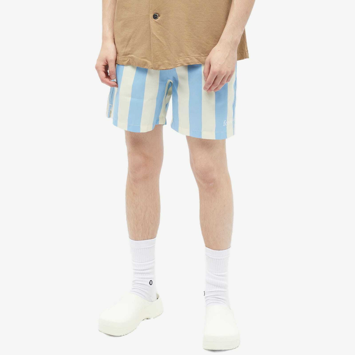 Foret Men's Away Stripe Swim Short in Ocean/Cloud