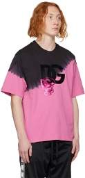 Dolce & Gabbana Black & Pink Tie-Dye T-Shirt
