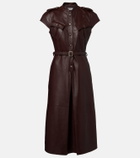 McQueen Belted leather midi dress