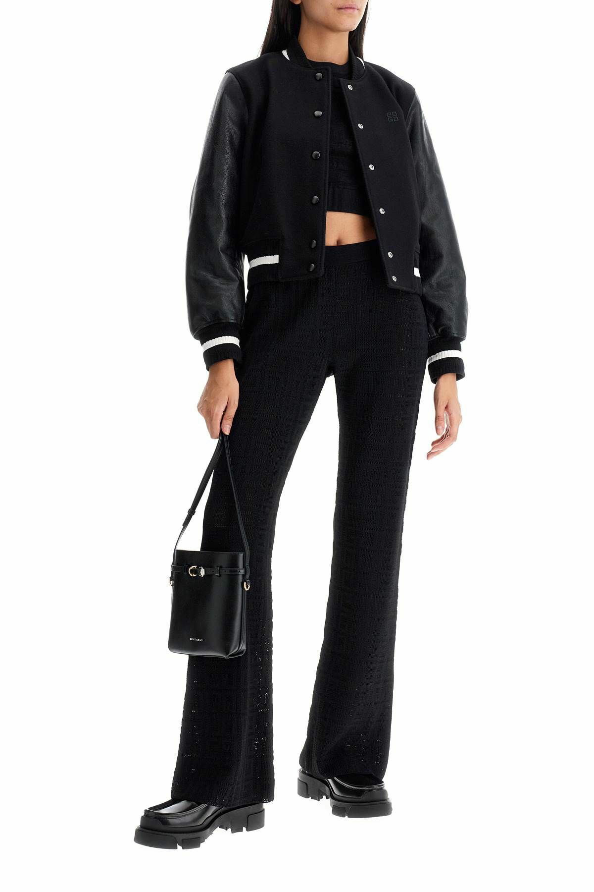 GIVENCHY｜ROUND NECK KNITS (BW90LB4ZAQ 001) GIVENCHY 4g knit crop top in Black Givenchy
