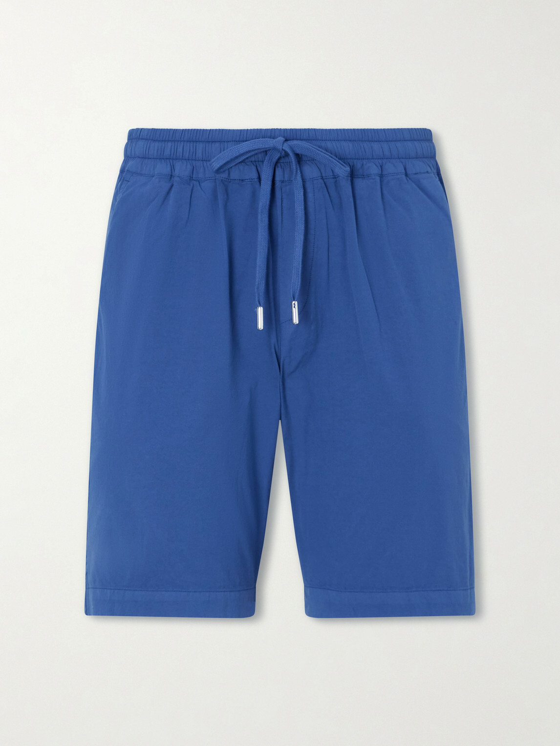 FEDELI - Alfa Straight-Leg Cotton-Blend Drawstring Shorts - Blue
