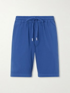 FEDELI - Alfa Straight-Leg Cotton-Blend Drawstring Shorts - Blue