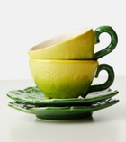 Bordallo Pinheiro Lemon set of 2 teacups and saucers