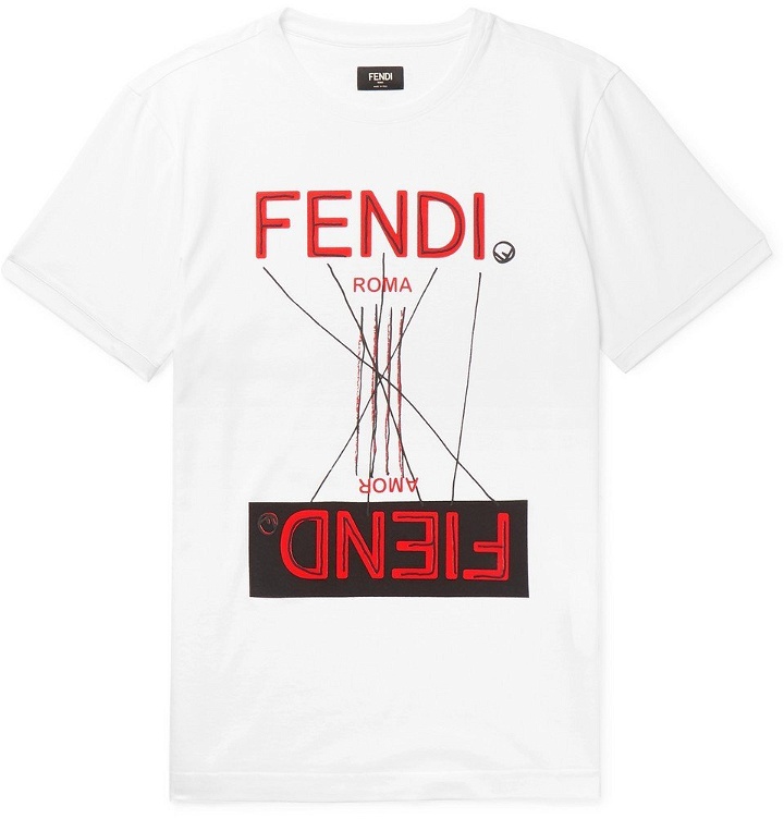 Photo: Fendi - Logo-Print Cotton-Jersey T-Shirt - White