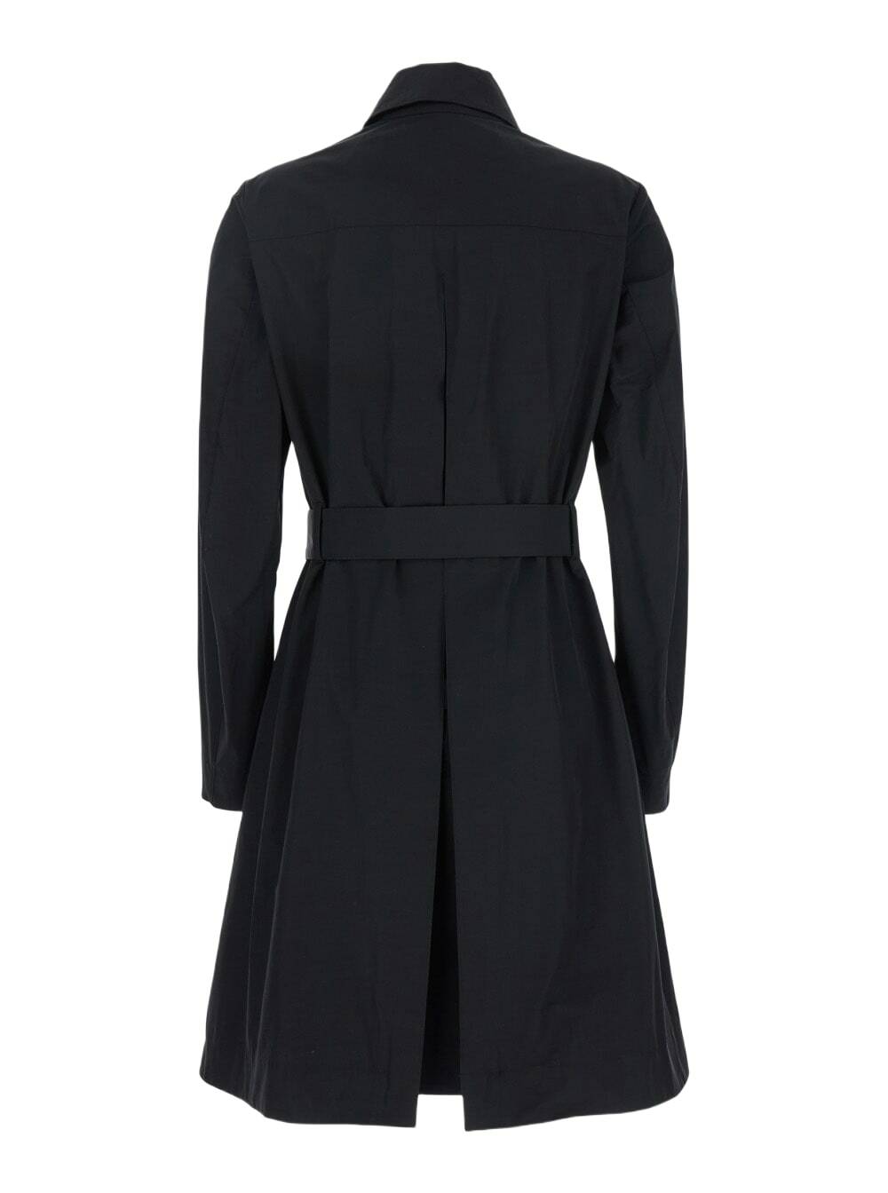 Merci Black Trench Coat With Classic Collar And Adjustable Belt In Fabric Woman