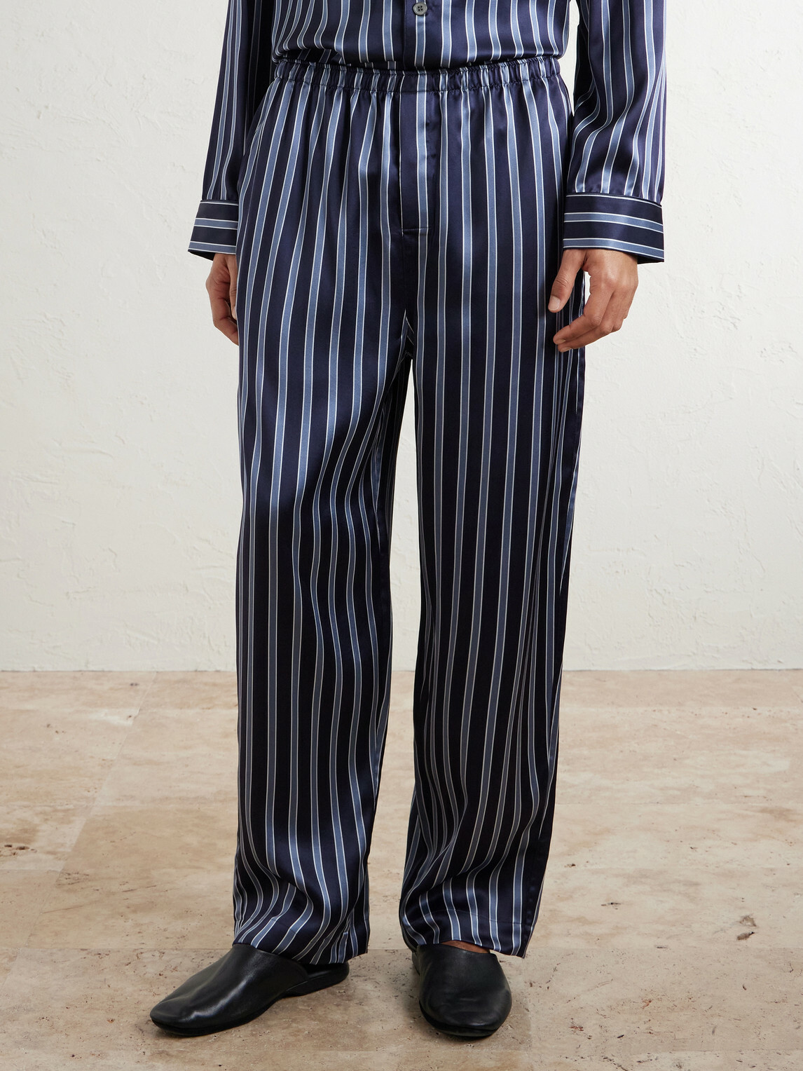 Derek Rose - Brindisi Striped Silk-Satin Pyjama Set - Blue