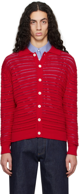 Photo: Dunst Red Open Collared Cardigan