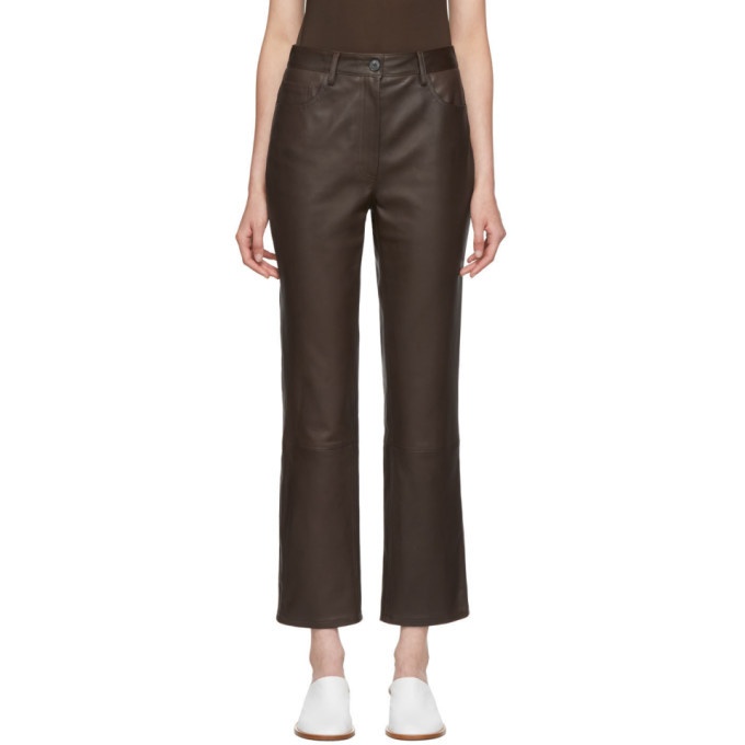 Photo: The Row Brown Leather Charlee Trousers