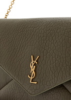 Saint Laurent Envelope Grained Leather Pouch - Khaki - One Size