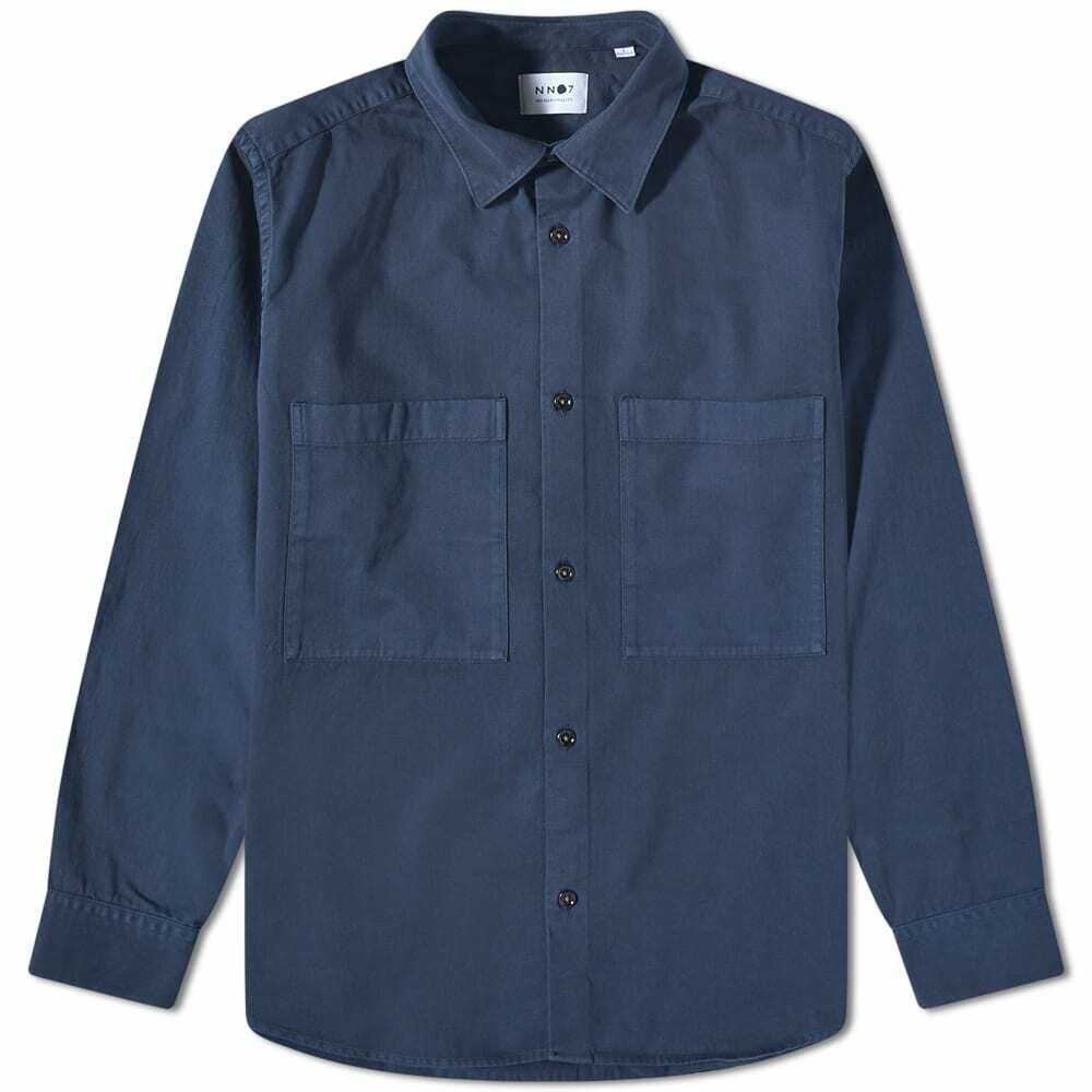 NN07 Men's Freddy Twill Patch Pocket Shirt in Navy Blue NN07