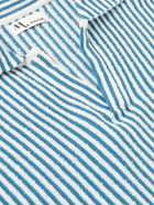 DOPPIAA - Aavio Striped Cotton-Bouclé Polo Shirt - Blue