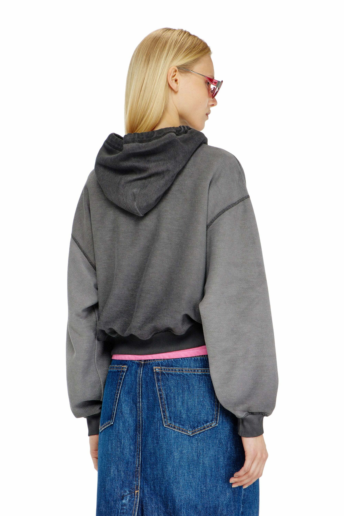 Diesel Hoodie with dévoré print - Sweaters Womens in Grey