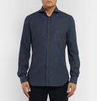 Thom Sweeney - Venus Slim-Fit Cutaway-Collar Cotton-Flannel Shirt - Men - Navy