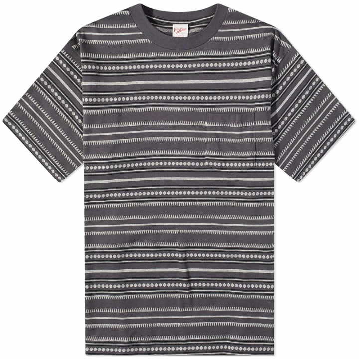 Photo: Velva Sheen Men's Made in Japan Jacquard Stripe T-Shirt in Sonic Grey