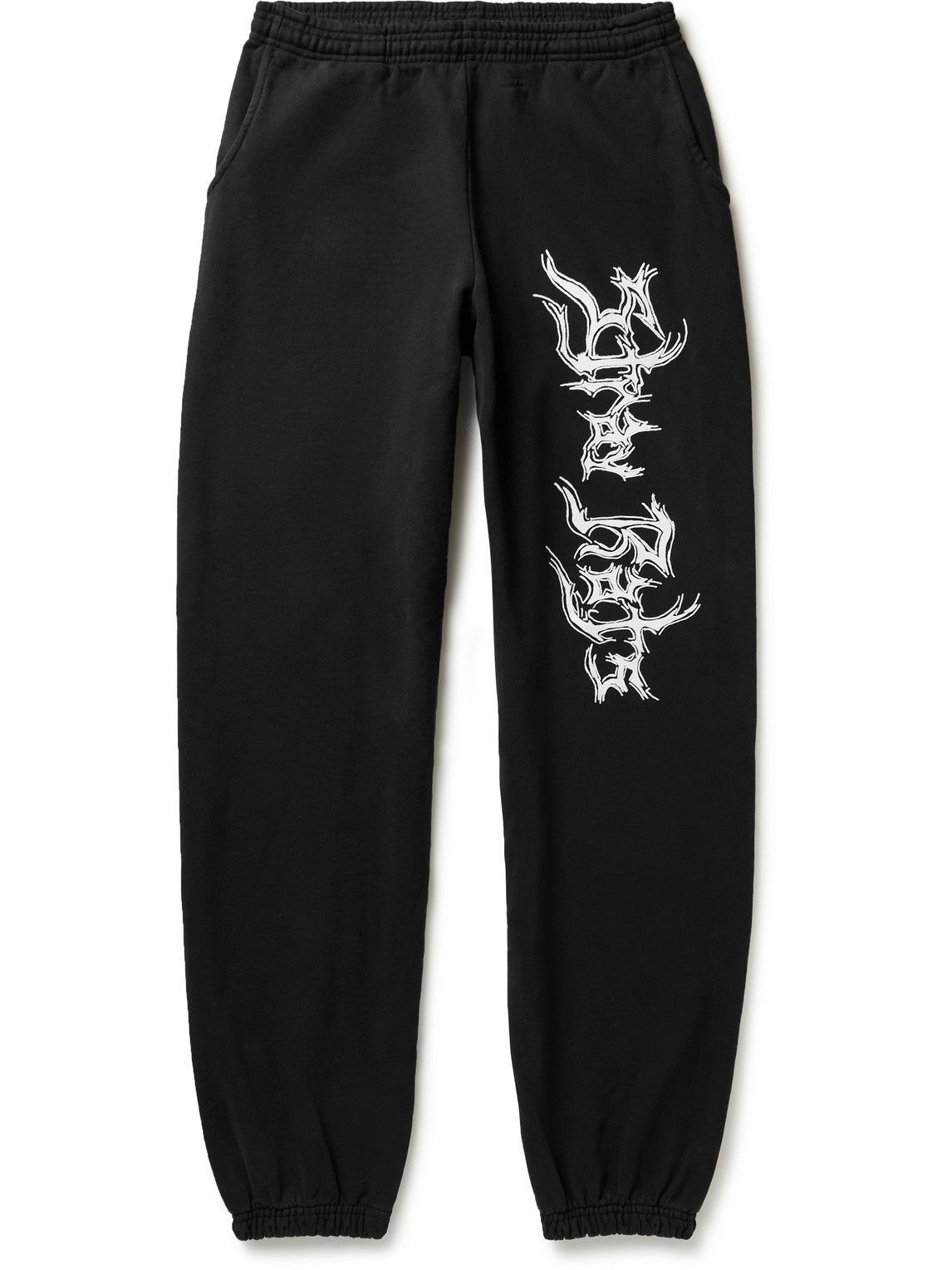 Photo: Stray Rats - Tapered Logo-Print Cotton-Jersey Sweatpants - Black