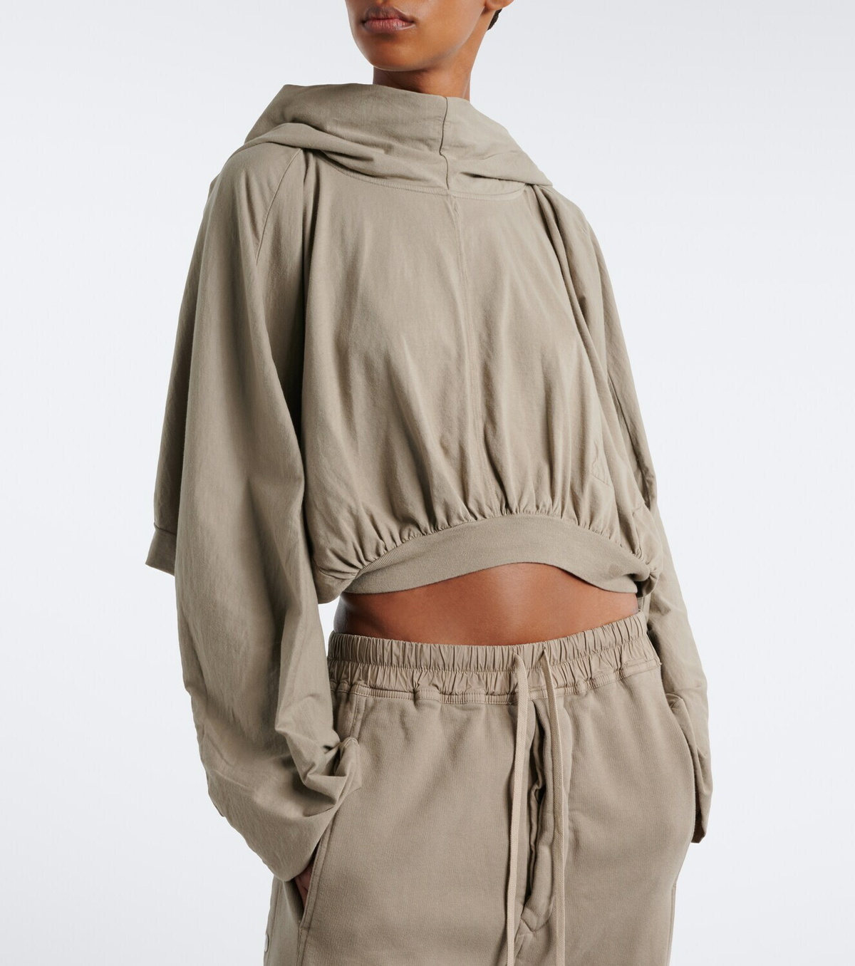 Rick Owens DRKSHDW cropped cotton jersey hoodie