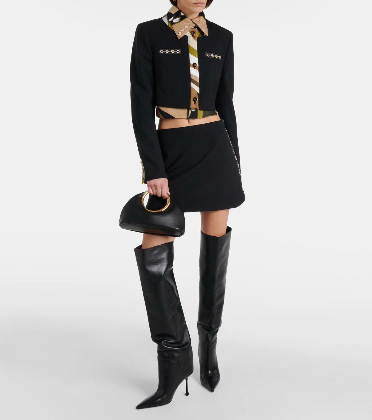Pucci Vivara-printed cropped wool-blend jacket