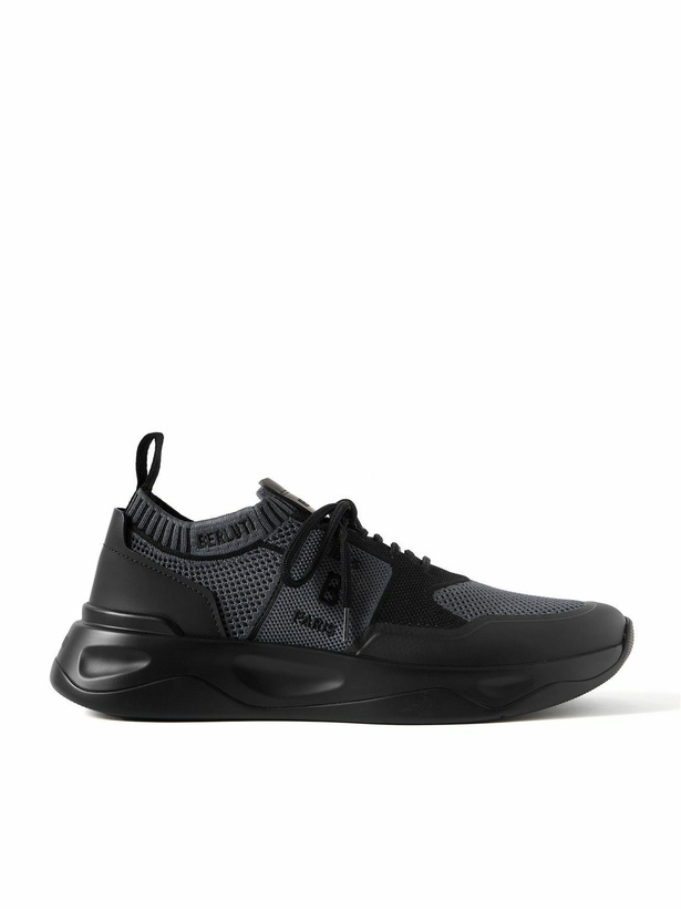 Photo: Berluti - Shadow Rubber-Trimmed and Coated Stretch-Knit Sneakers - Gray
